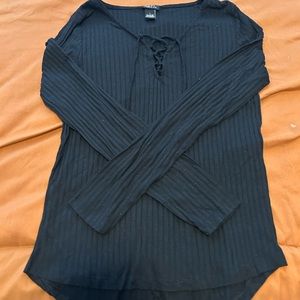 long sleeve tie front shirt